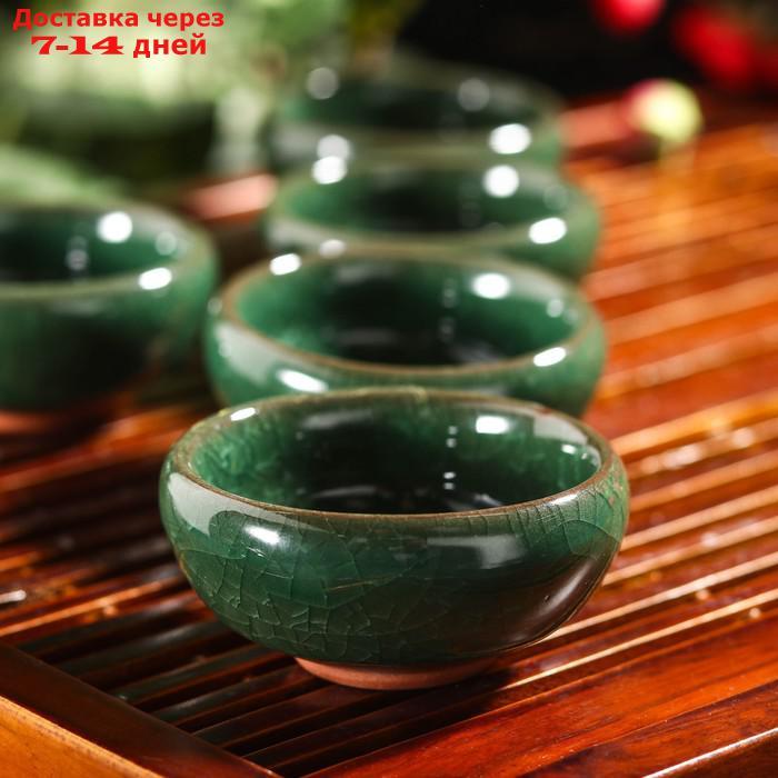 Набор для чайной церемонии "Лунный камень", 7 предметов: чайник 150 мл, чашки 50 мл, цвет зелёный - фото 2 - id-p211457812