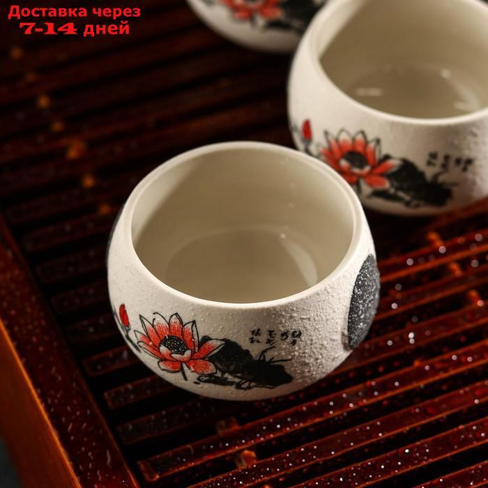 Набор для чайной церемонии "Нежный цветок", 7 предметов: чайник 180 мл, 6 чашек 70 мл - фото 4 - id-p211457862