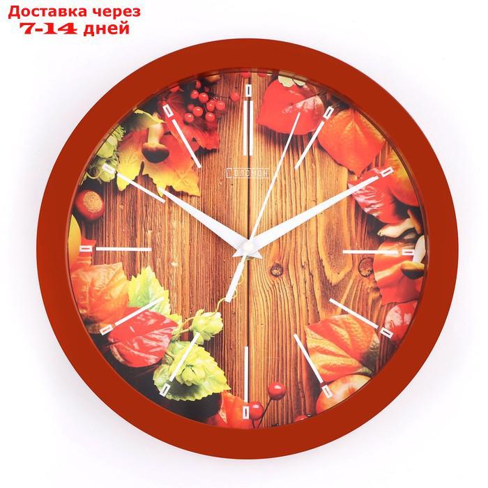 Часы настенные, серия: Природа, "Осенний гербарий", плавный ход, d=28 см - фото 1 - id-p211458037