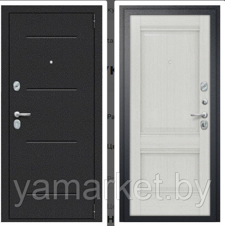 Дверь входная Porta R 104.К42 Букле черный/Bianco Veralinga - фото 1 - id-p211488065