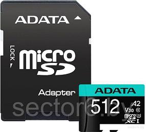 Карта памяти A-Data Premier Pro AUSDX512GUI3V30SA2-RA1 microSDXC 512GB (с адаптером)