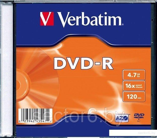 DVD-R диск Verbatim 4.7Gb 16x Verbatim Matt Silver SlimCase 043547 - фото 1 - id-p211489152