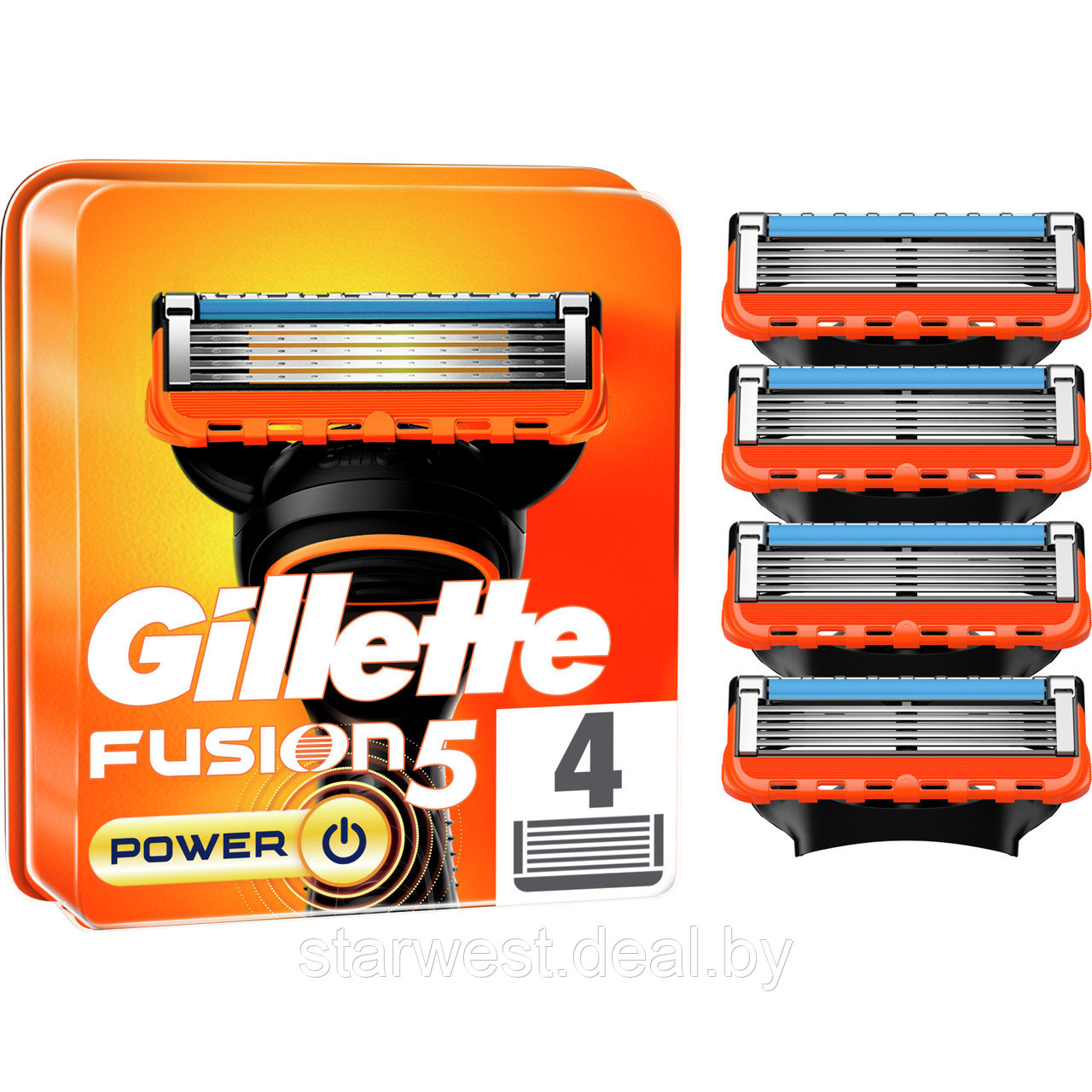 Gillette Fusion 5 Power 4 шт. Мужские сменные кассеты / лезвия для бритья - фото 1 - id-p211489416