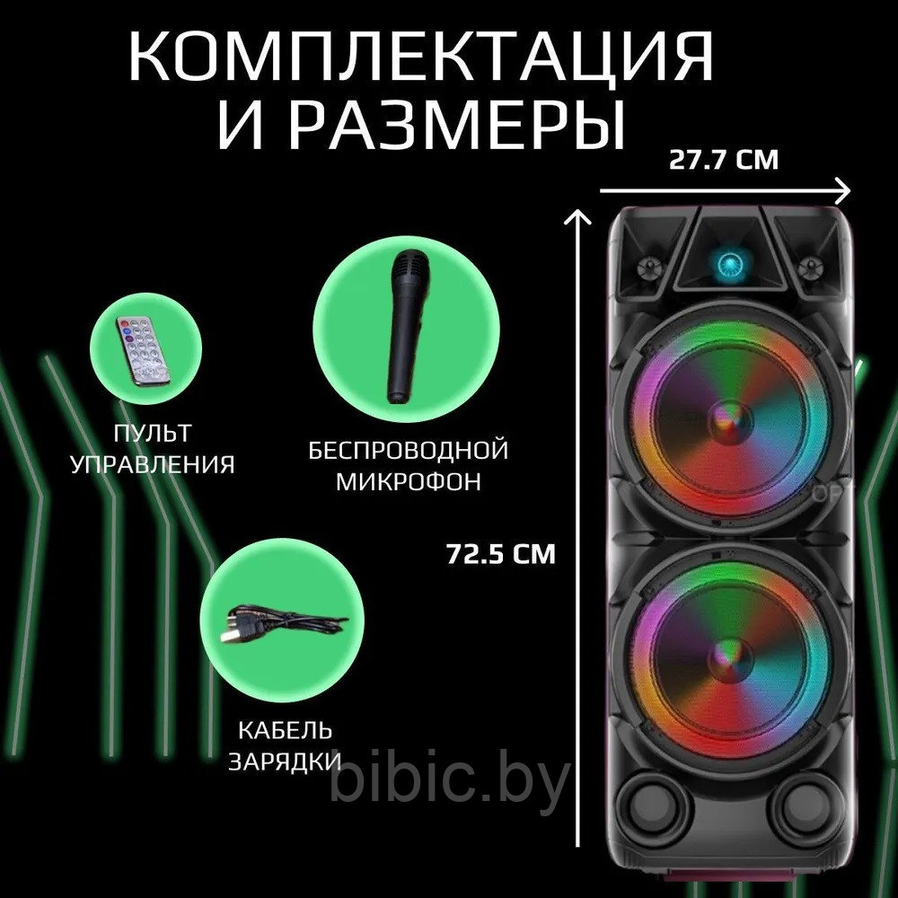 Портативная колонка ZQS-8210 Беспроводная акустическая с микрофоном и пультом BT Speaker, с подсветкой и радио - фото 7 - id-p201637523