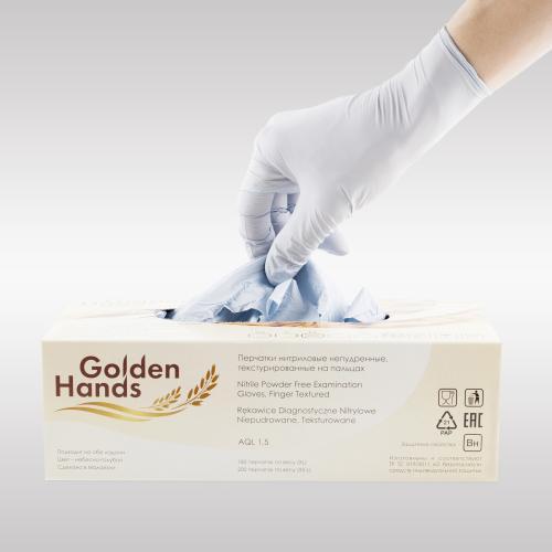 Перчатки нитриловые одноразовые Golden Hands с уникальным составом (200 штук) - фото 2 - id-p211491130
