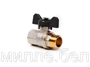 Кран шаровый 1/2" нар. вн. бабочка PN40 никел., РТП (РосТурПласт)