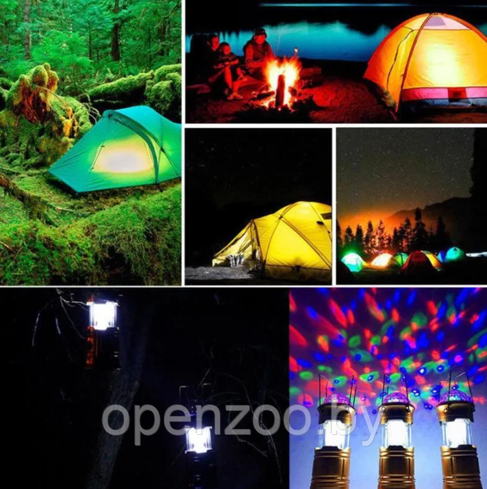 Раздвижной кемпинговый фонарь Colorful Magic c диско лампой и солнечной батареей SX-6888T / 3 вида свечения, - фото 5 - id-p207595399