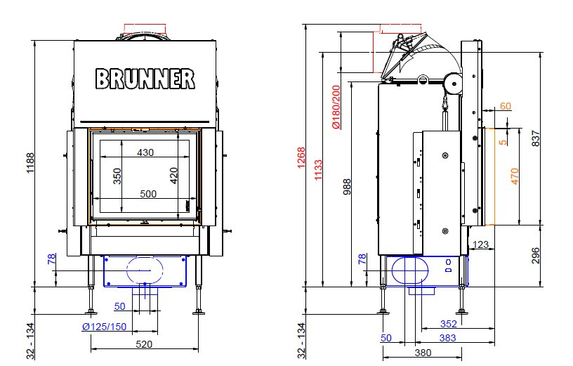 Brunner Flach 42-50 ST каминная топка - фото 4 - id-p202514640