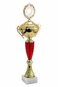 Кубок с крышкой "Барселона" на мраморной подставке высота 42 см, чаша 10 см  арт. 002-300-100 КЗ100