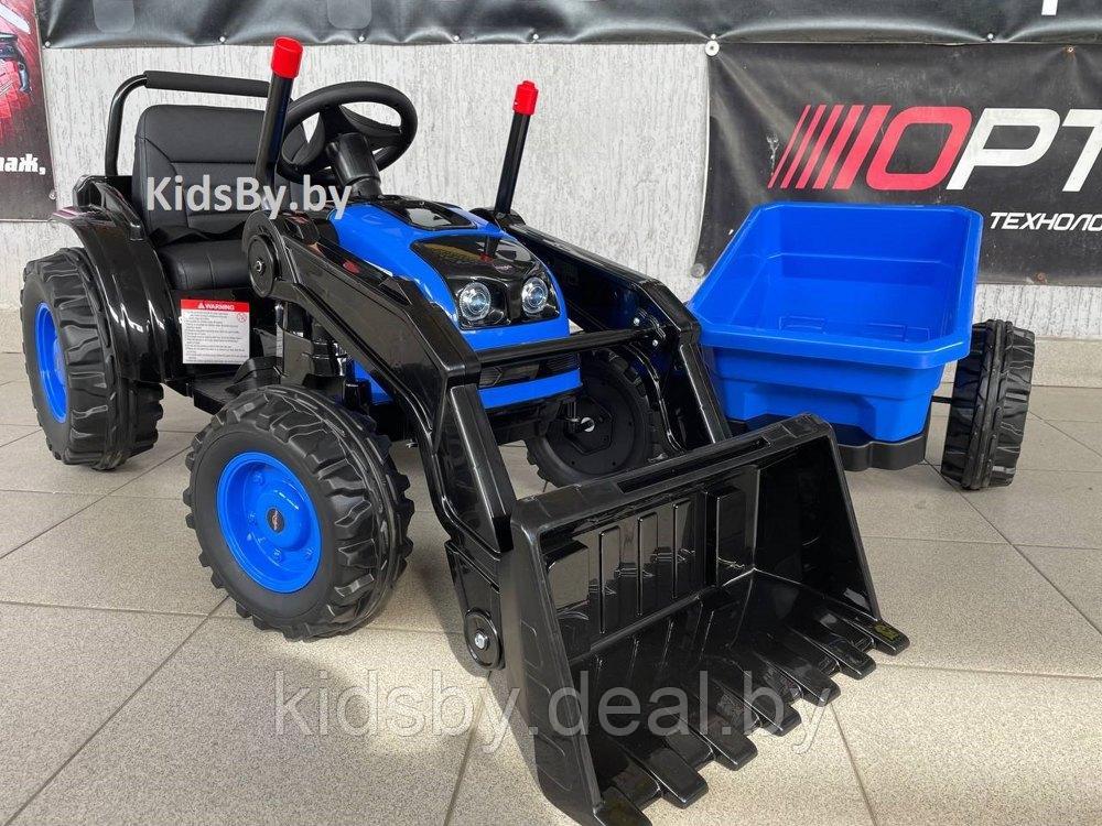Детский электромобиль, трактор-погрузчик с прицепом RiverToys HL395 (синий) - фото 2 - id-p207721125