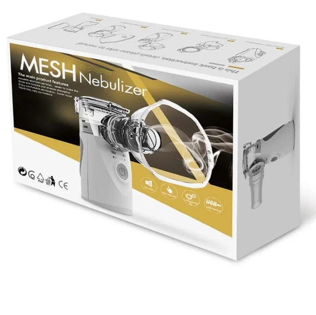 Компактный бесшумный ультразвуковой USB MESH Nebulizer ингалятор с насадками для детей и взрослых - фото 10 - id-p211503946