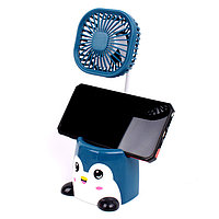 Детский портативный USB-вентилятор, подставка для ручек, держатель для смартфона "Пингвиненок"