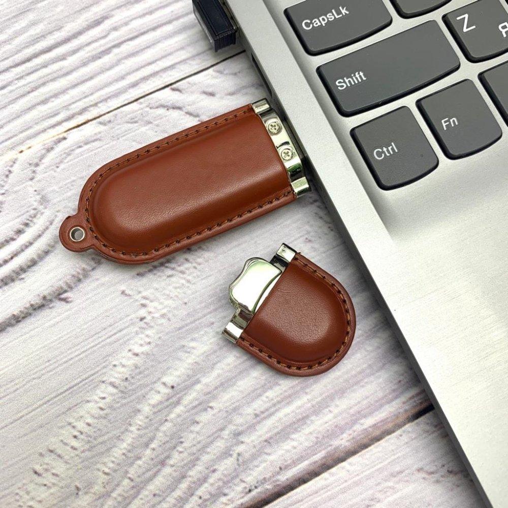 USB накопитель (флешка) Business коричневая кожа, 16 Гб