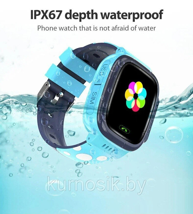 Детские умные часы Smart Baby Watch Y92 с GPS, камера, фонарик синие - фото 10 - id-p211513073