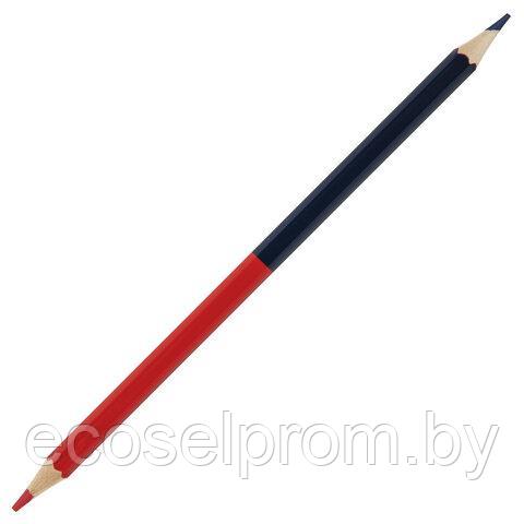 Карандаш двухцветный красно-синий, BRAUBERG, заточенный, грифель 2,9 мм, 181253 - фото 1 - id-p211520078