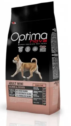 Сухой корм для собак мелких пород Optimanova Adult Mini Sensitive Salmon&Potato 8 кг (1556) - фото 1 - id-p211519691