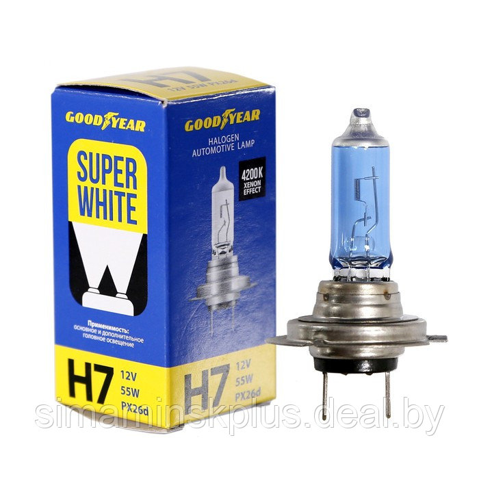 Лампа автомобильная Goodyear Super White, H7, 12 В, 55 Вт - фото 2 - id-p211520377