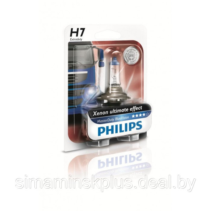 Лампа автомобильная Philips MasterDuty BlueVision, H7, 24 В, 70 Вт, 13972MDBVB1 - фото 1 - id-p211520383
