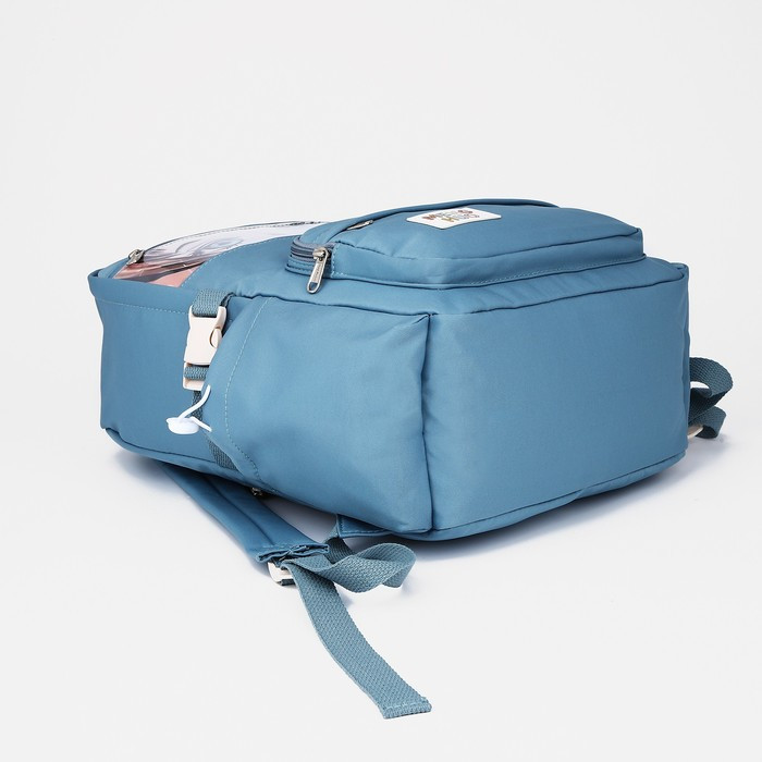 Рюкзак на молнии, 6 наружных карманов, цвет синий - фото 3 - id-p211520421