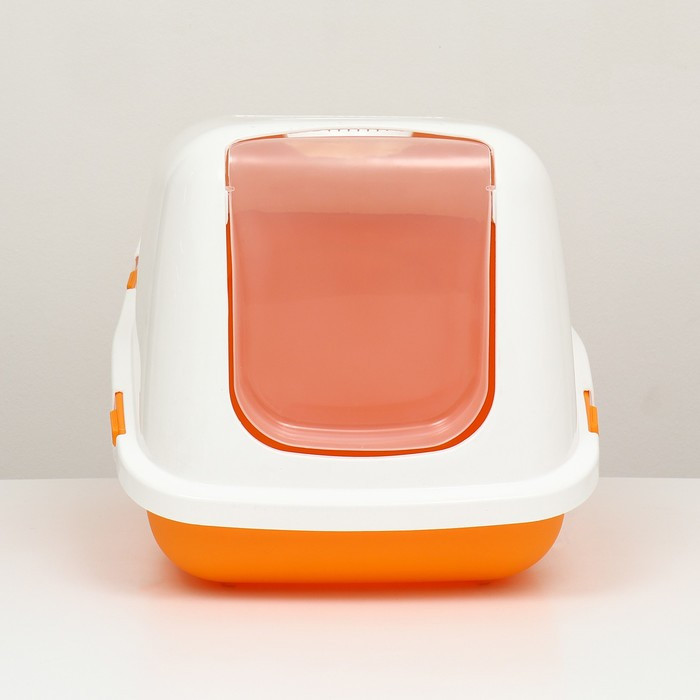 Pet-it домик-туалет для кошек COMFORT, (совок в наборе), 57x39x41, оранжевый/белый - фото 3 - id-p211520268