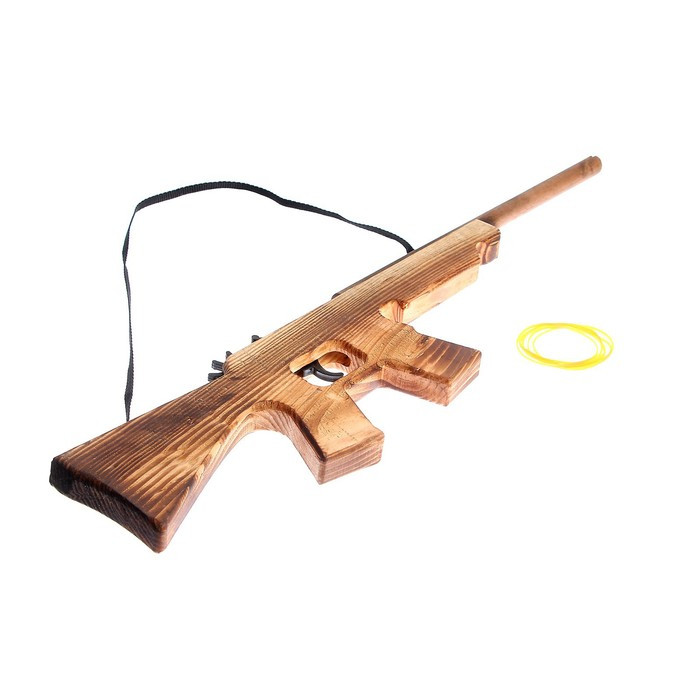 Игрушка деревянная стреляет резинками «Автомат» 57 × 11.5 × 2 см - фото 3 - id-p211521462