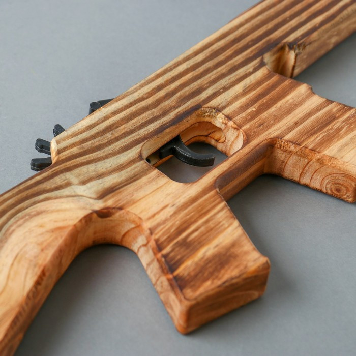 Игрушка деревянная стреляет резинками «Автомат» 57 × 11.5 × 2 см - фото 5 - id-p211521462