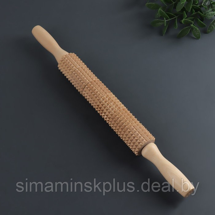 Массажёр «Скалка» для спины, d 4 × 42 см, деревянный, с шипами - фото 1 - id-p211520899