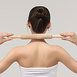 Массажёр «Скалка» для спины, d 4 × 42 см, деревянный, с шипами, фото 4