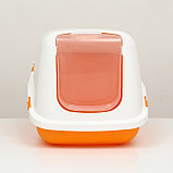 Pet-it домик-туалет для кошек COMFORT, (совок в наборе), 57x39x41, оранжевый/белый, фото 3