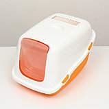 Pet-it домик-туалет для кошек COMFORT, (совок в наборе), 57x39x41, оранжевый/белый, фото 4
