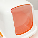 Pet-it домик-туалет для кошек COMFORT, (совок в наборе), 57x39x41, оранжевый/белый, фото 8