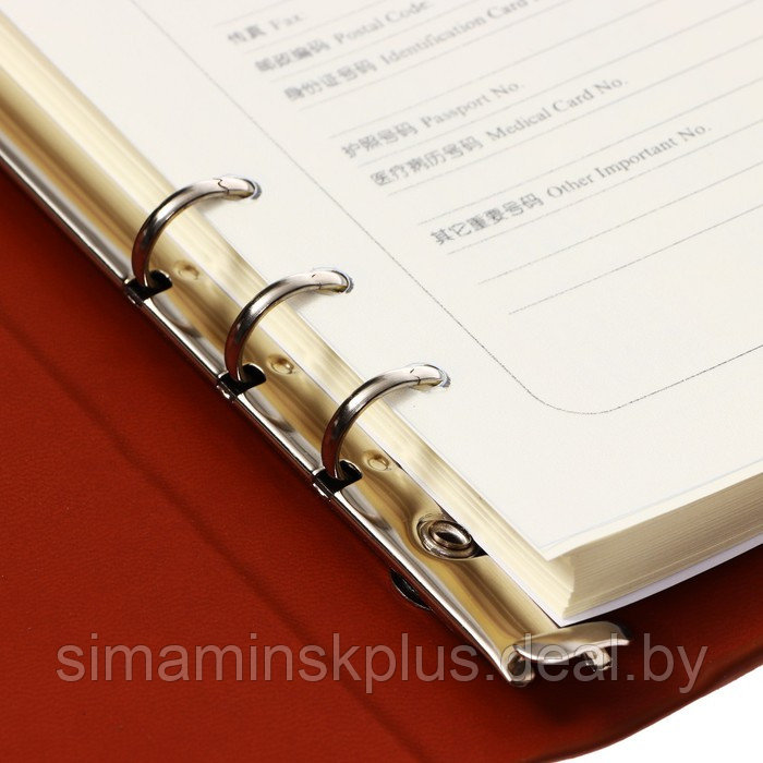 Органайзер на кольцах, формат А5, 90 листа, линия, обложка кожзам МИКС,с резинкой для ручки 97434 - фото 5 - id-p211522417