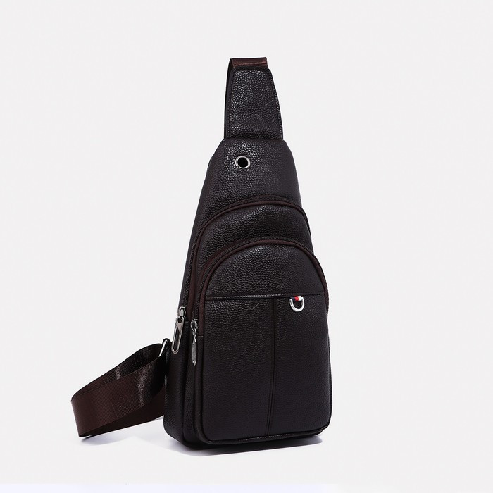 Рюкзак-слинг на молнии, 2 наружных кармана, цвет коричневый - фото 1 - id-p211521455