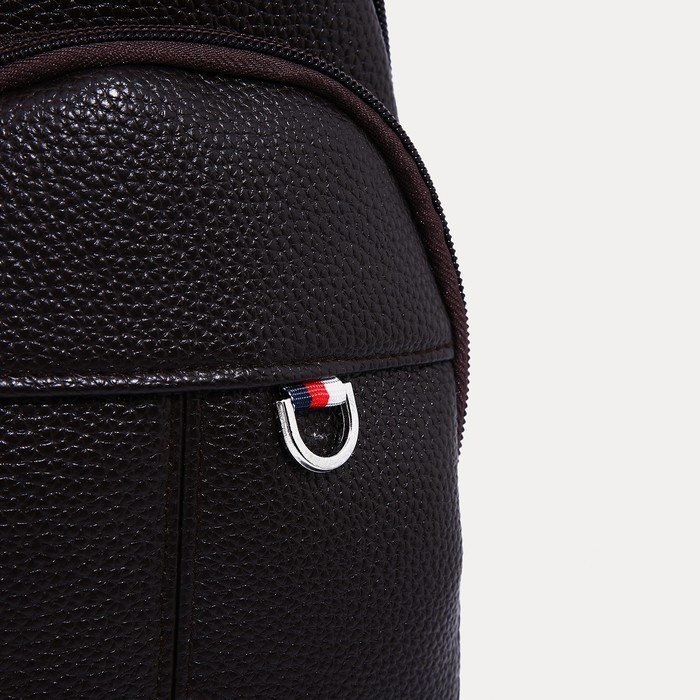 Рюкзак-слинг на молнии, 2 наружных кармана, цвет коричневый - фото 4 - id-p211521455