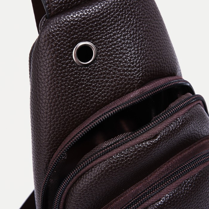 Рюкзак-слинг на молнии, 2 наружных кармана, цвет коричневый - фото 6 - id-p211521455
