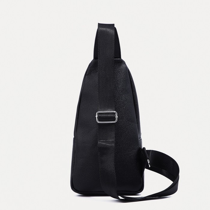 Рюкзак-слинг на молнии, 2 наружных кармана, цвет чёрный - фото 6 - id-p211521456