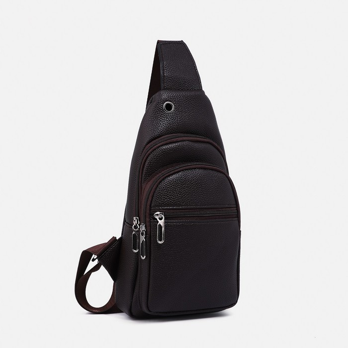 Рюкзак-слинг на молнии, 2 наружных кармана, цвет коричневый - фото 1 - id-p211521457