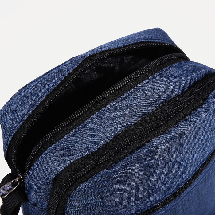 Сумка мужская на молнии, наружный карман, длинный ремень, цвет синий - фото 5 - id-p211521470