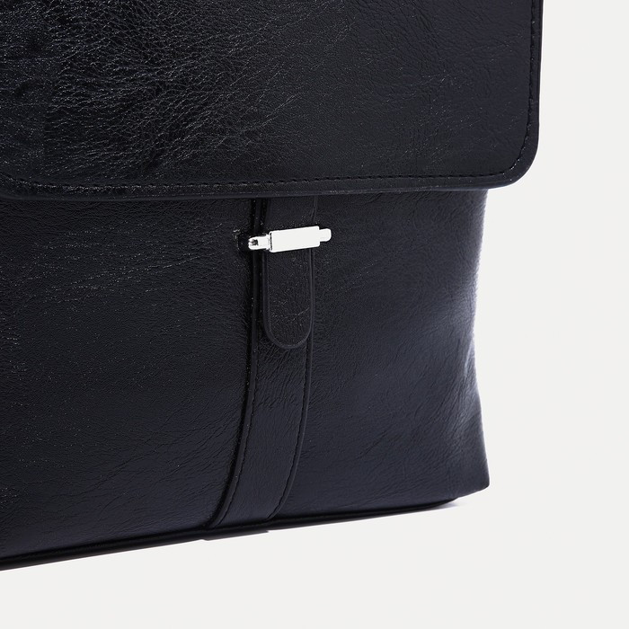 Сумка мужская на молнии, 2 наружных кармана, цвет чёрный - фото 3 - id-p211521487