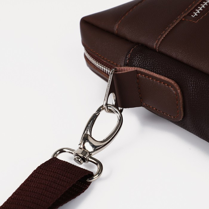 Сумка деловая на молнии, 1 наружный карман, цвет коричневый - фото 5 - id-p211521512