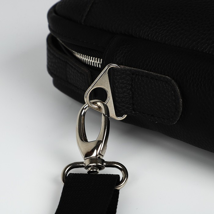 Сумка деловая TEXTURA на молнии, наружный карман, длинный ремень, цвет чёрный - фото 5 - id-p211521513