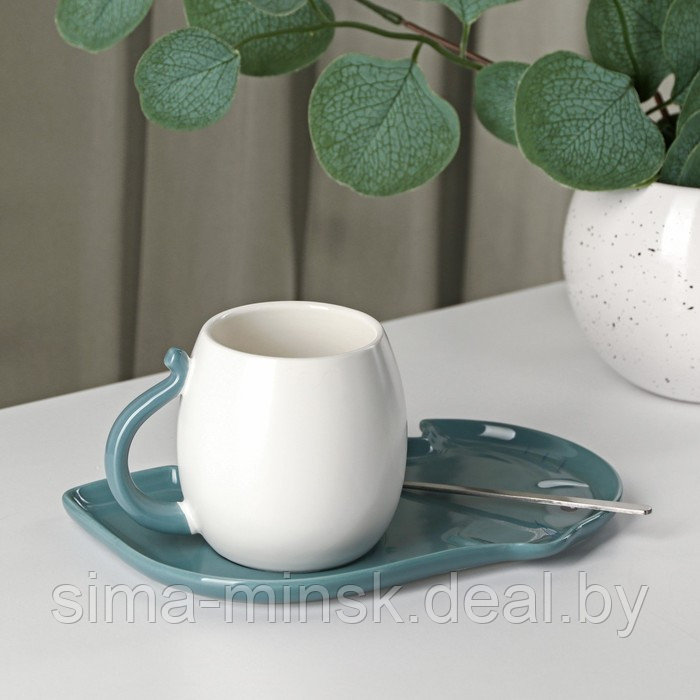 Чайная пара керамическая «Слоник», 2 предмета: кружка с ложкой 220 мл, блюдце 19×12,5 см - фото 2 - id-p211524788