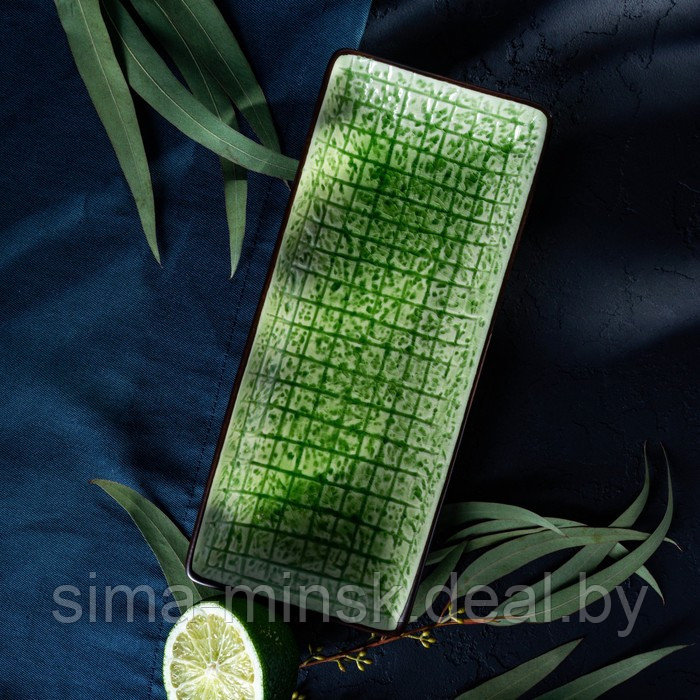 Блюдо керамическое прямоугольное «Таллула», 23,5×10 см, цвет зелёный - фото 3 - id-p211525366