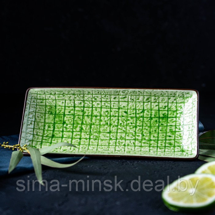 Блюдо керамическое прямоугольное «Таллула», 23,5×10 см, цвет зелёный - фото 4 - id-p211525366