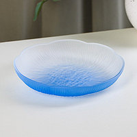 Тарелка стеклянная пирожковая «Лотос», d=16,7 см, цвет синий
