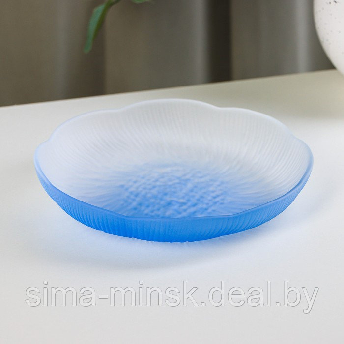 Тарелка стеклянная пирожковая «Лотос», d=16,7 см, цвет синий - фото 1 - id-p211526068
