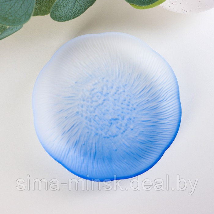 Тарелка стеклянная пирожковая «Лотос», d=16,7 см, цвет синий - фото 2 - id-p211526068