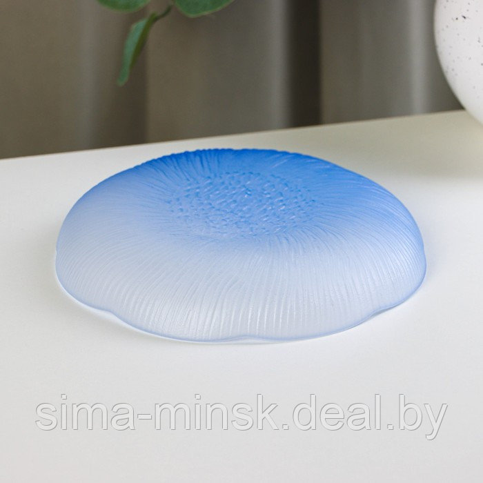 Тарелка стеклянная пирожковая «Лотос», d=16,7 см, цвет синий - фото 3 - id-p211526068
