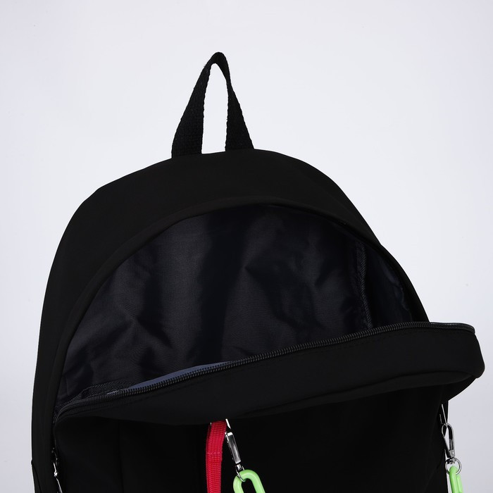 Рюкзак текстильный с карманом, чёрный, 45х30х15 см - фото 5 - id-p211520722