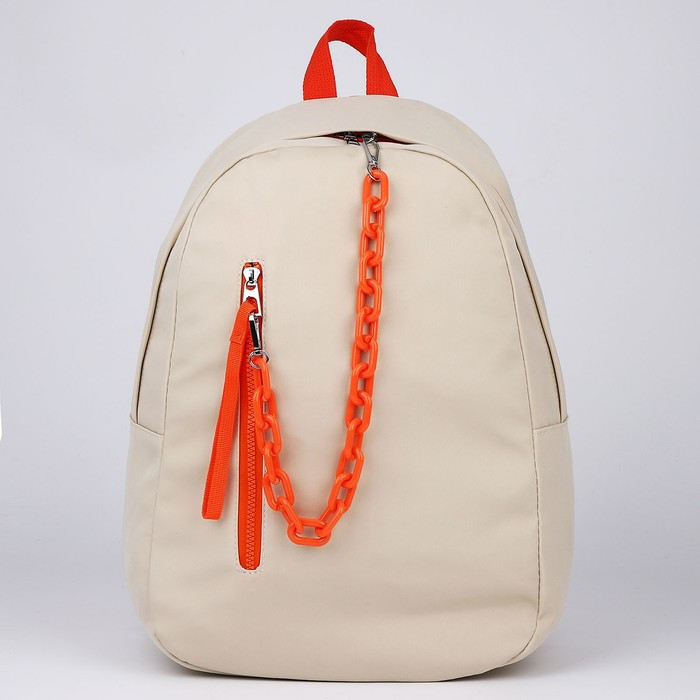 Рюкзак текстильный с карманом, бежевый, 45х30х15 см - фото 1 - id-p211520723